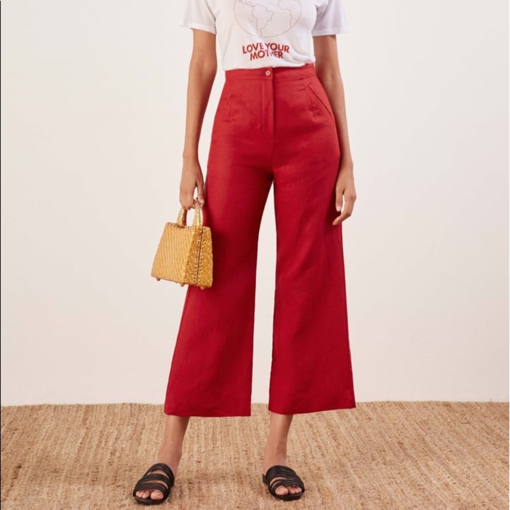 NWT Reformation Jaylene Pants In Cherry
